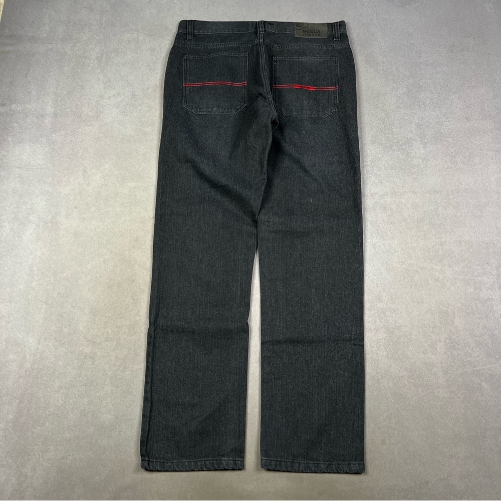 Mecca Men's Dark Jeans with Red Details Y2K